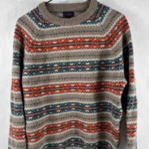 J. Crew Fair Isle 100% Lambswool Crewneck Sweater Heather Praline Men's | Medium